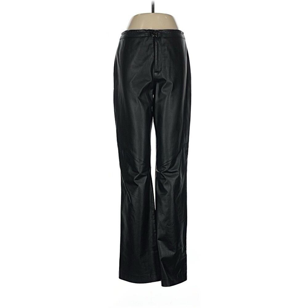 Ralph By Ralph Lauren Black Straight Leg Genuine Leather Pants 6